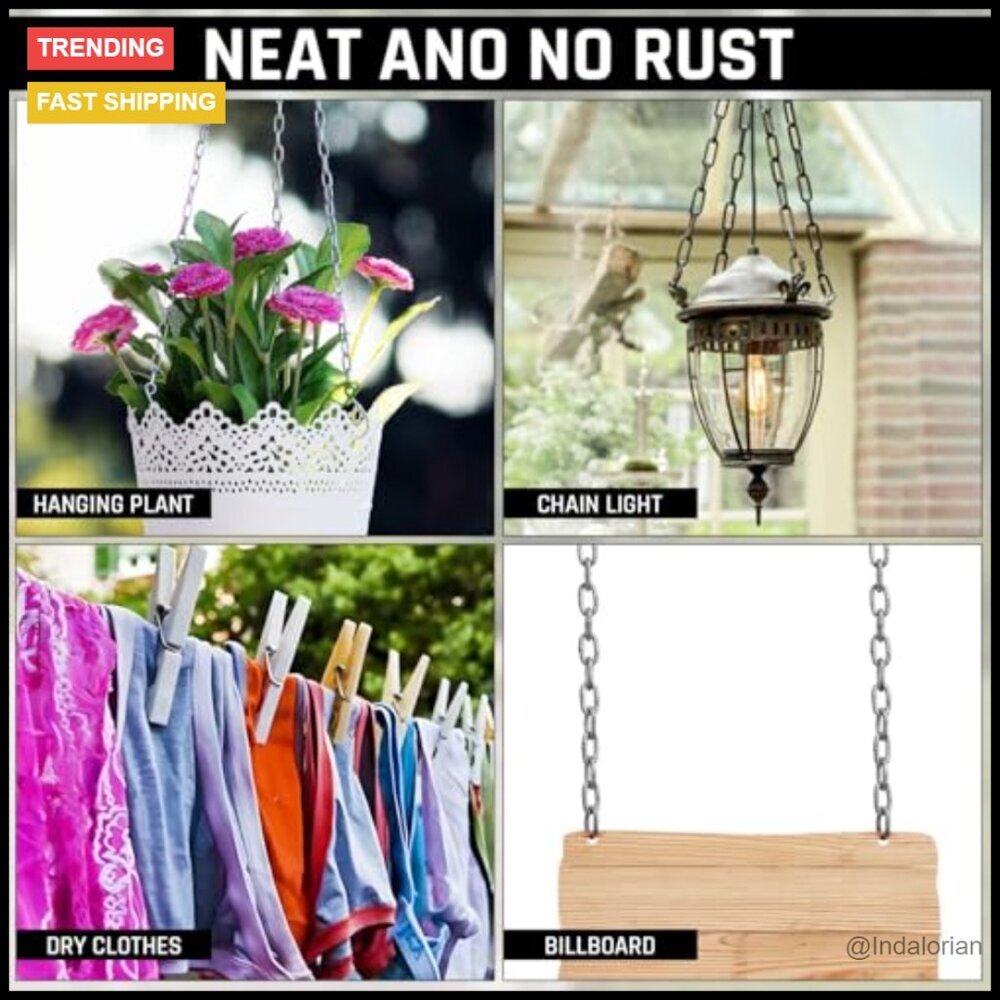 50ft Galvanized Jack Chain Heavy-Duty Hanging Chain for Lights Bird Feeders - Picture 7 of 7